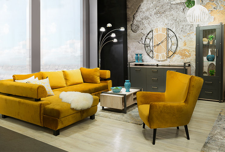 Интериор в златисто и сиво